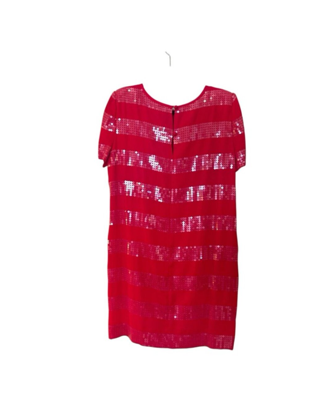 Red Sequin Women's Dress Sz 14 Petite Liz Claiborne Holiday Short Sleeve Sheath - Picture 2 of 16